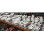 Nine trays of Royal Albert English bone china 'Moss Rose' design items to include: coffee pot,
