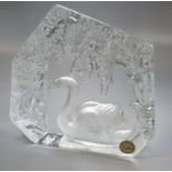 West German Goebel glass intaglio desk weight of a swan. (B.P. 21% + VAT)