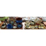 Two trays of Torquay and Devon ware items to include: motto ware two handled pot, jugs, similar
