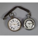 Silver plated open faced pocket watch, Railway Timekeeper, Brown & Co. Special lever, together