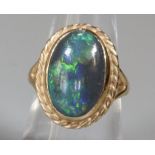 9ct gold large oval opal dress ring. Size M. 7g approx. (B.P. 21% + VAT)