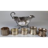 Bag of silver to include: Georgian style gravy/sauce boat, 4.1 troy oz approx, together with five