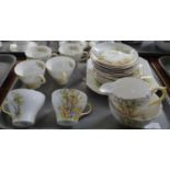 Tray of Shelley English bone china 'Daffodil Time' 13370 teaware to include: six cups and saucers,