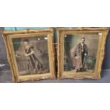 Pair of framed portrait studies being coloured prints from photographs, George Herbert Lewellin,