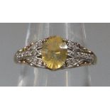 9ct gold and Citrine dress ring. Size M. 2.5g approx. (B.P. 21% + VAT)