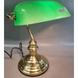 Modern brass bankers desk lamp with green shade. (B.P. 21% + VAT)