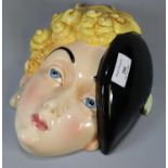 Beswick Pottery Art Deco wall mask of a girl wearing black beret. (B.P. 21% + VAT)