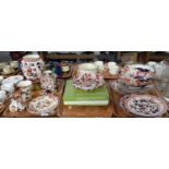 Three trays of china to include: Mason's Ironstone 'Brown Velvet' dresser jugs and plates, '
