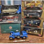 Collection of Burago, Corgi and other 1:16 and 1:18 scale diecast model vehicles all in original