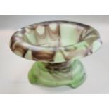 Art Deco design marbled moulded glass bowl on geometric stand. (B.P. 21% + VAT)