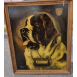 Ken Hill, large portrait of a St Bernard dog, probably advertising Hennessey Cognac, signed,