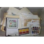 Plastic box of all world stamps in packets, envelopes, on pages etc. many 100s. (B.P. 21% + VAT)