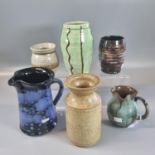 Collection of Ewenny pottery items, some marked 'Clay Pits' to include: jugs and vases. (B.P.