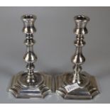Pair of 17th century style William and Mary baluster silver plated candlesticks. (B.P. 21% + VAT)