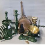Collection or reproduction cast iron and cast metal kitchenalia items to include: coffee grinder,