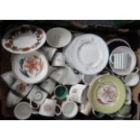 Box of china to include; mostly Susie Cooper of varying designs; 'Assyrian motif', 'Talisman',