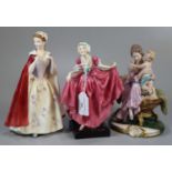 Two Royal Doulton bone china figurines to include: 'Delight' and 'Bess', together with a continental