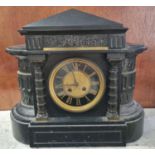 Late Victorian slate architectural two train mantle clock. (B.P. 21% + VAT)