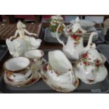 Tray of china; mostly Royal Albert 'Old Country Roses' to include: sauceboat and stand, coffee
