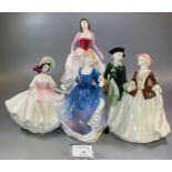 Three Royal Doulton bone china figurines to include: Royal Doulton Classics 'Happy Anniversary