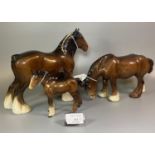 Two Beswick Shire horses and another Beswick horse. (3) (B.P. 21% + VAT)