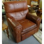 Pair of modern brown leather armchairs. (2) (B.P. 21% + VAT)