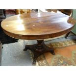 19th century mahogany oval centre table on quatrefoil base and paw feet. (B.P. 21% + VAT)