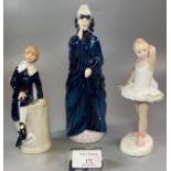 Three Royal Doulton bone china figurines to include: 'Little Ballerina', 'Masque' and 'Little Lord