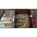 Postcards, early to modern, mixed selection of cards in two boxes. Many 100s, together with empty