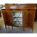 Edwardian mahogany inlaid astragal glazed display cabinet on four tapering legs and spade feet.