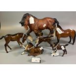 Collection of Beswick horses and foals; one a matt finish Shire horse. (6) (B.P. 21% + VAT)