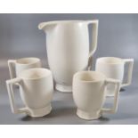 Keith Murray, a five piece Art Deco design cream ground lemonade or ale set, comprising; jug and