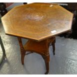 Late Victorian rosewood inlaid octagonal occasional table with under tier. (B.P. 21% + VAT)