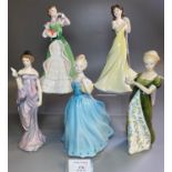 Five Royal Doulton bone china figurines to include: 'Veneta', 'Harmony', 'Enchantment', 'Chelsea