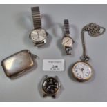 Bag of assorted items to include: wristwatches, Seiko, Tissot and another wristwatch together with