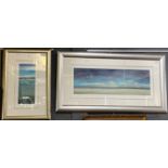 After Laurence Coulson, panoramic beach scene with figures, signed in pencil by the artist and