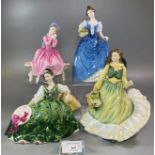 Four Royal Doulton bone china figurines to include: 'Young Dreams', 'April', 'Elyse' and 'Helen'. (