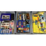 Three boxes of assorted, mainly boxed, diecast model vehicles, to include: Hot Wheels,