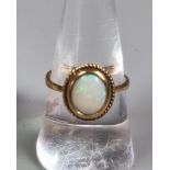 9ct gold opal dress ring. 2.4g approx. Size N. (B.P. 21% + VAT)