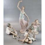Four Nao Spanish porcelain figurines; three of ballerinas. (4) (B.P. 21% + VAT)