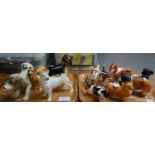 Two trays of dog figures to include: Coalport, various Beswick; Corgi, St Bernard's, 'Lochinvar of