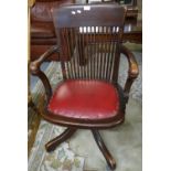 Early 20th century swivel desk/captain's armchair. (B.P. 21% + VAT)