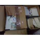 Large box of all World stamps on and off paper, on pages, postcards etc. 1000s. (B.P. 21% + VAT)