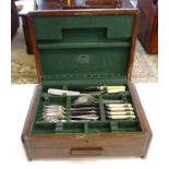 Art Deco walnut canteen of silver plated cutlery, incomplete. (B.P. 21% + VAT)