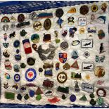 Collection of vintage and other enamel badges, to include: US Military, RAF, Spitfire, Avro