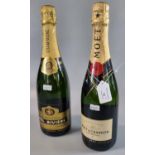 Two bottles of Champagne: one Moet & Chandon Imperial Brut 750ml, 12% vol and Champagne Pol