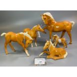 Collection of five Palomino prancing and similar horses, foals etc. (5) (B.P. 21% + VAT)