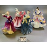 Four Royal Doulton bone china figurines to include; 'Elaine', 'Melissa', 'Adrienne' and 'Christine'.