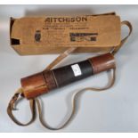 World War I leather bound lacquered brass three drawer telescope, 'The Target' by Atchison London,