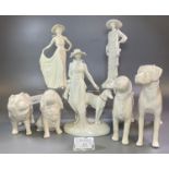 Two Royal Worcester blanc de chine figurines to include: 'Dolly 1921' and 'Strolling in Satin', a